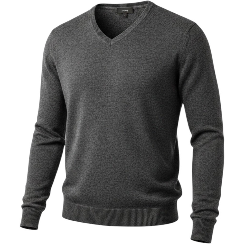 NWT Theory Mens M Riland VP Charcoal Gray Merino Wool V Neck Sweater